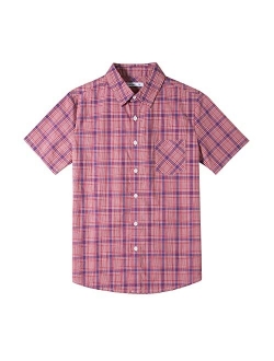 Tronjori Boys' Short Sleeve Button Down Woven Shirt