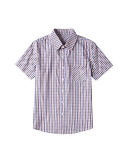 Tronjori Boys' Short Sleeve Button Down Woven Shirt