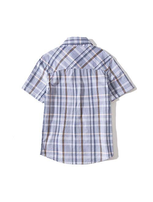 Tronjori Boys' Short Sleeve Button Down Woven Shirt