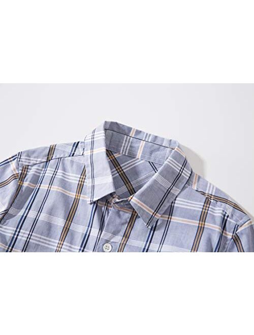 Tronjori Boys' Short Sleeve Button Down Woven Shirt