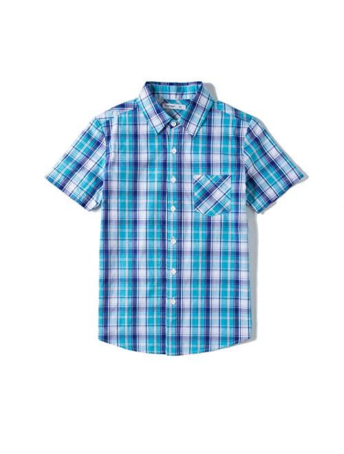 Tronjori Boys' Short Sleeve Button Down Woven Shirt