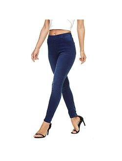 LICTZNEE Jeggings for Women High Waist, Stretchy Jeans Slim Fit Leg Pull on Jean with Pockets, Soft Breathable Cotton Blend