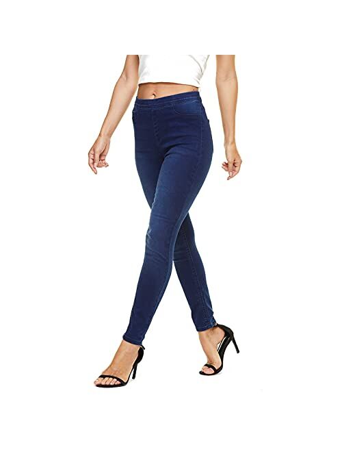 LICTZNEE Jeggings for Women High Waist, Stretchy Jeans Slim Fit Leg Pull on Jean with Pockets, Soft Breathable Cotton Blend