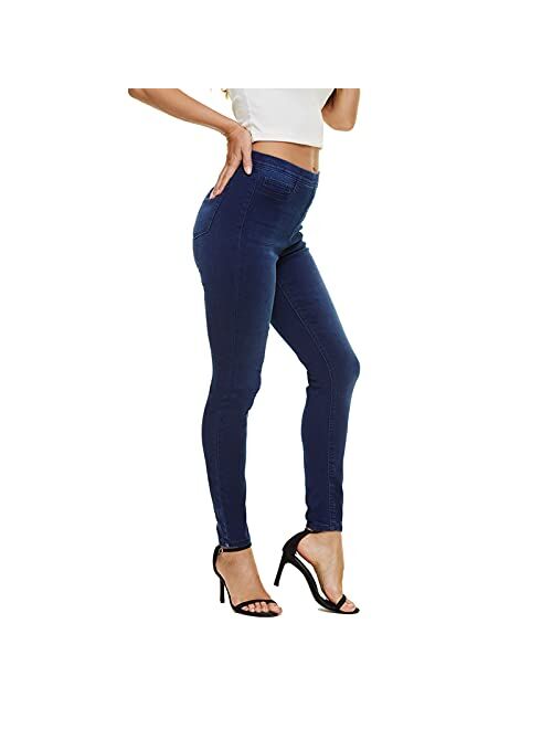 LICTZNEE Jeggings for Women High Waist, Stretchy Jeans Slim Fit Leg Pull on Jean with Pockets, Soft Breathable Cotton Blend