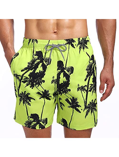 Biwisy Mens Swim Trunks Quick Dry Swim Shorts Mesh Lining Swimwear Bathing Suits with Pockets