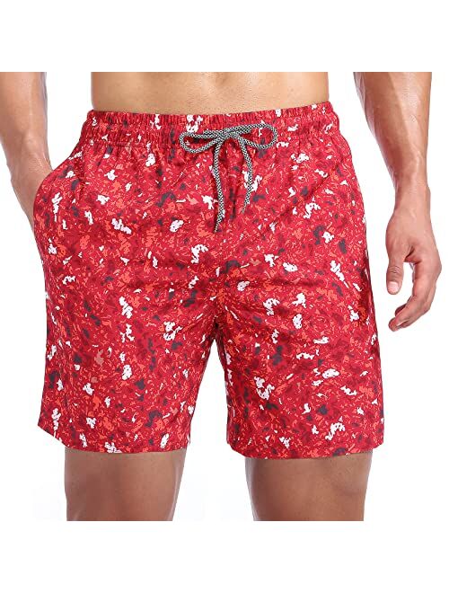 Biwisy Mens Swim Trunks Quick Dry Swim Shorts Mesh Lining Swimwear Bathing Suits with Pockets