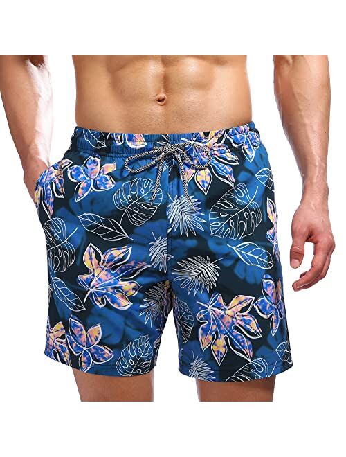 Biwisy Mens Swim Trunks Quick Dry Swim Shorts Mesh Lining Swimwear Bathing Suits with Pockets