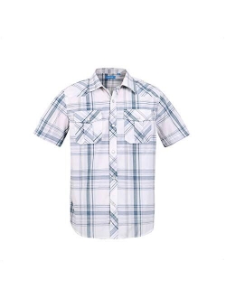 Cheerboy Boy's Toddler Kids Casual Short Sleeve Western Pearl Snap Button Plaid Shirt 4-16 Years