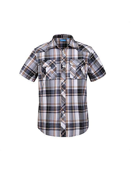 Cheerboy Boy's Toddler Kids Casual Short Sleeve Western Pearl Snap Button Plaid Shirt 4-16 Years