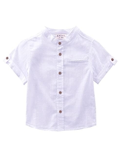 MOMOLAND Toddler Boys Short Sleeves Button Down Shirt Linen Design