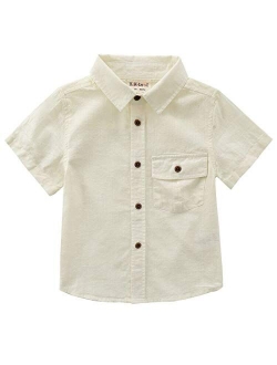 MOMOLAND Toddler Boys Short Sleeves Button Down Shirt Linen Design