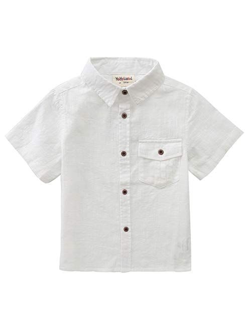 MOMOLAND Toddler Boys Short Sleeves Button Down Shirt Linen Design