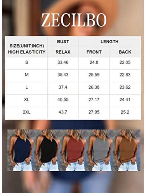 Zecilbo Womens Fashion Casual Tanks Summer Sexy V Neck Sleeveless Shirts Color Block Blouses Loose Cute Camis Tops