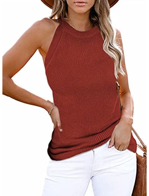 Zecilbo Womens Fashion Casual Tanks Summer Sexy V Neck Sleeveless Shirts Color Block Blouses Loose Cute Camis Tops