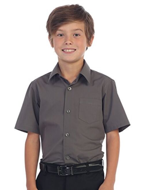 Gioberti Boy's Short Sleeve Solid Dress Shirt