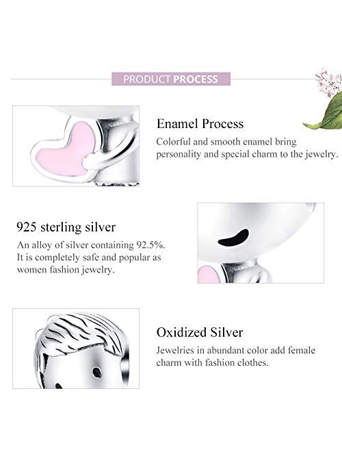 VINWOS Girl Boy Silver Charm Beads Pendant Fit Pandora Bracelets Jewelry For Woman Enamel Processed 925 Sterling Silver Charms