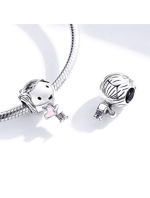 VINWOS Girl Boy Silver Charm Beads Pendant Fit Pandora Bracelets Jewelry For Woman Enamel Processed 925 Sterling Silver Charms