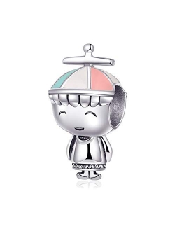 CZVIVIRY Lucky Girl/Boy Charm 925 Sterling Silver Family Charm Grandma Grandapa Little Girl/Boy Bead fit Woman Bracelets