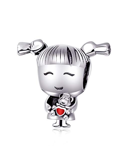 CZVIVIRY Lucky Girl/Boy Charm 925 Sterling Silver Family Charm Grandma Grandapa Little Girl/Boy Bead fit Woman Bracelets