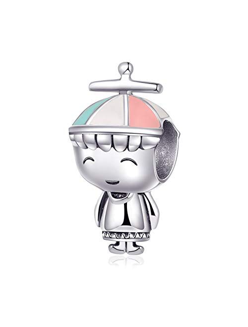 ABAOLA Boy OR Girl Dangle 925 Sterling Silver Child Charm Beads for Fashion Charms Bracelet & Necklace