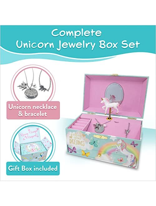 The Memory Building Company Unicorn Jewelry Box for Girls & Boys - Musical Girls Jewelry Organizer Box - Granddaughter Gifts for 8-Year-Old Girls