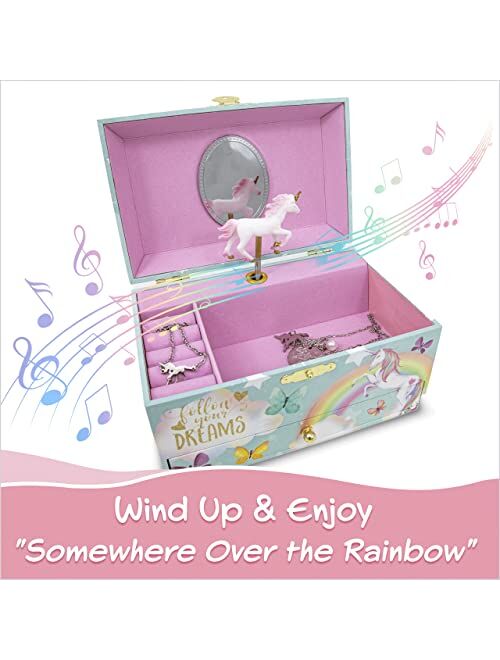 The Memory Building Company Unicorn Jewelry Box for Girls & Boys - Musical Girls Jewelry Organizer Box - Granddaughter Gifts for 8-Year-Old Girls