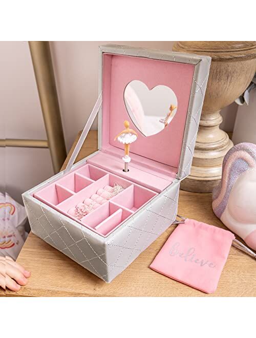 Hapinest Musical Ballerina Jewelry Box with Ballerina Necklace - Keepsake Music Boxes Gifts for Girls