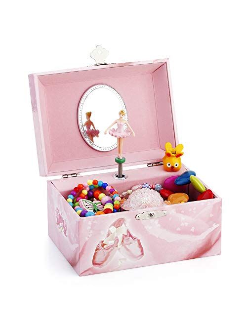 RR ROUND RICH DESIGN Musical Jewelry Box - Musical Storage Box with Drawer and Jewelry Set