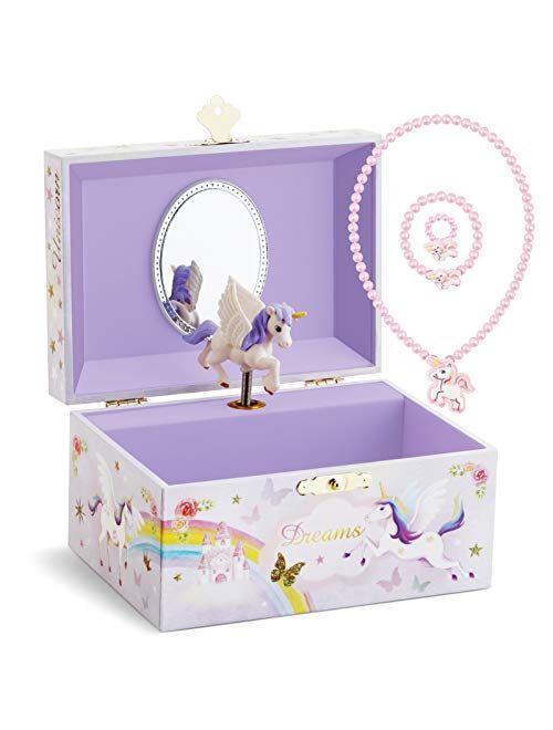 RR ROUND RICH DESIGN Musical Jewelry Box - Musical Storage Box with Drawer and Jewelry Set