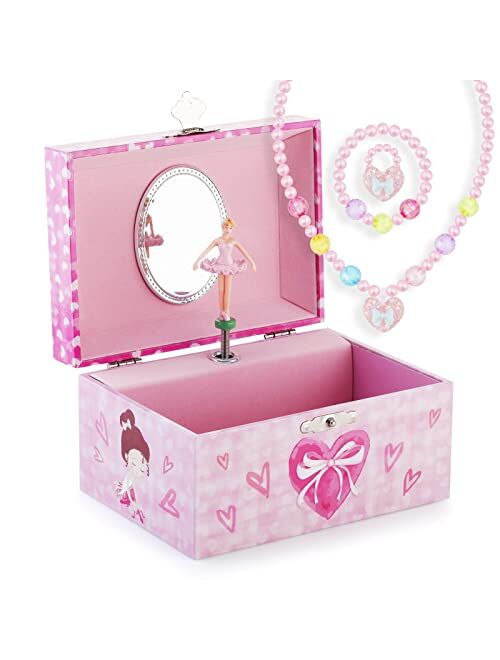 RR ROUND RICH DESIGN Musical Jewelry Box - Musical Storage Box with Drawer and Jewelry Set