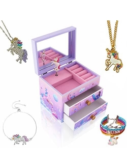 Agitation Unicorn Princess Wooden Musical Jewelry Box - Unicorn Gifts for Girls