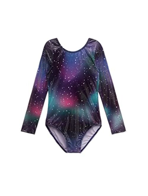 EQSJIU Long Sleeve Leotards for Girls Gymnastics Sparkle 2-10 Years Rainbow Galaxy Unicorn Pattern