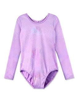 HOZIY Leotards for Girls Ballet Gymnastics Long Sleeve Sparkles Aqua Blue Pink Purple