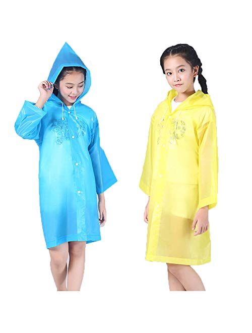 Luckyiren Thicker Reusable Raincoat Rain Poncho Jacket Slicker for Children Boy Girl Kids