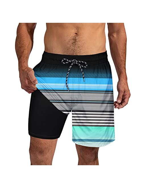 Buy Cozople Mens Swim Trunks with Compression Liner Quick Dry 7 ...
