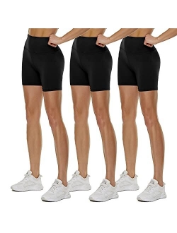 QGGQDD 3 Pack High Waisted Biker Shorts for Women – 5" Buttery Soft Black Workout Yoga Athletic Shorts