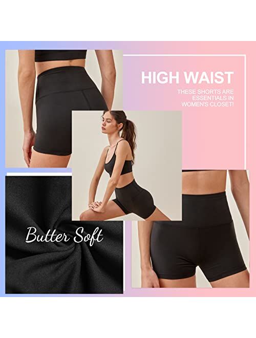 QGGQDD 3 Pack High Waisted Biker Shorts for Women – 5" Buttery Soft Black Workout Yoga Athletic Shorts