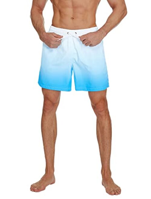 SILKWORLD Mens Swimming Trunks Quick Dry Board Beach Shorts Swimwear with Mesh Lining