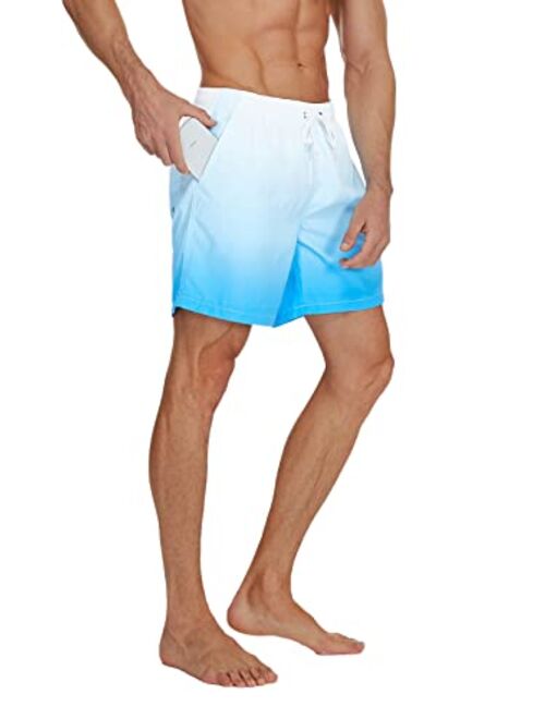 SILKWORLD Mens Swimming Trunks Quick Dry Board Beach Shorts Swimwear with Mesh Lining