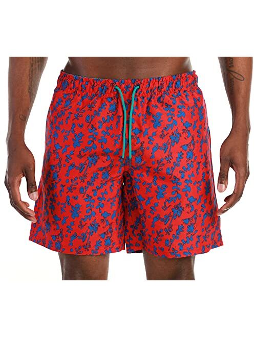 Generic Men's Swim Trunks Quick Dry Print Mesh Lining Swimwear Bathing Suits Elastic Waist Beach Shorts with Pockets