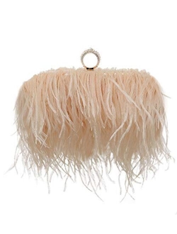 Miuco Women Feather Clutch Purse Shoulder Crossbody Bag Evening Handbags