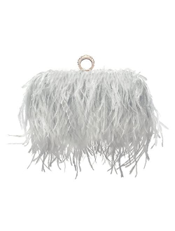 Miuco Women Feather Clutch Purse Shoulder Crossbody Bag Evening Handbags