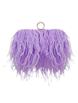 Miuco Women Feather Clutch Purse Shoulder Crossbody Bag Evening Handbags