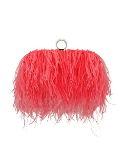 Miuco Women Feather Clutch Purse Shoulder Crossbody Bag Evening Handbags