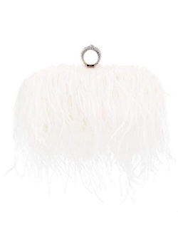 Miuco Women Feather Clutch Purse Shoulder Crossbody Bag Evening Handbags