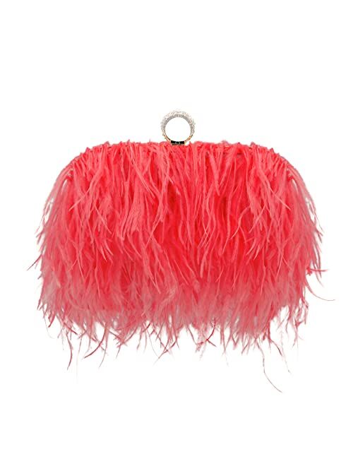 Miuco Women Feather Clutch Purse Shoulder Crossbody Bag Evening Handbags