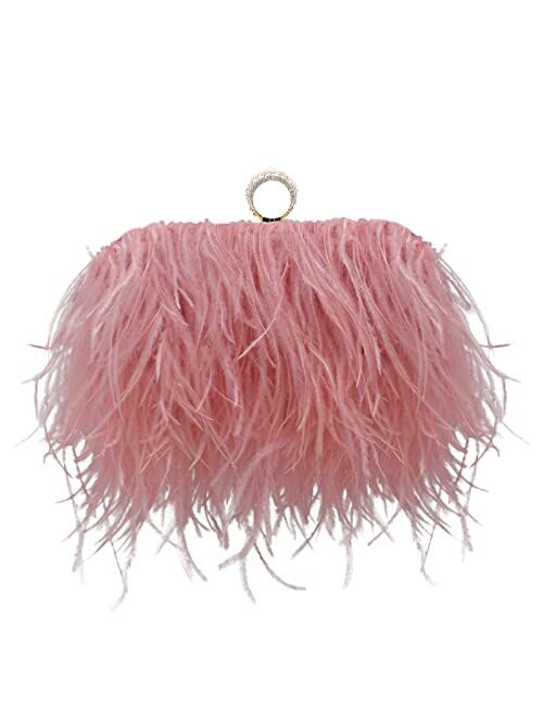 Miuco Women Feather Clutch Purse Shoulder Crossbody Bag Evening Handbags