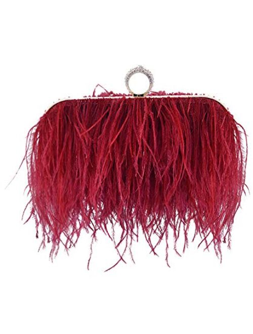 Miuco Women Feather Clutch Purse Shoulder Crossbody Bag Evening Handbags