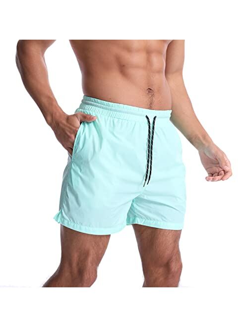 OEBLD Men’s Swim Trunks 5" Shorts Quick Dry Board Shorts Beach Pants with Mesh Lining Swimwear Bathing Suits