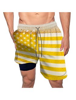feelacle Mens Swim Trunks 9" Inseam Board Shorts Beach Swimwear Bathing Suit with Compression Lined and Pockets